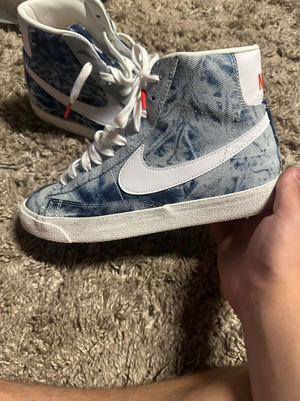 Nike Blazer Mid '77 Washed Denim Blue White Sneakers Size 9.5 Women/8 Men